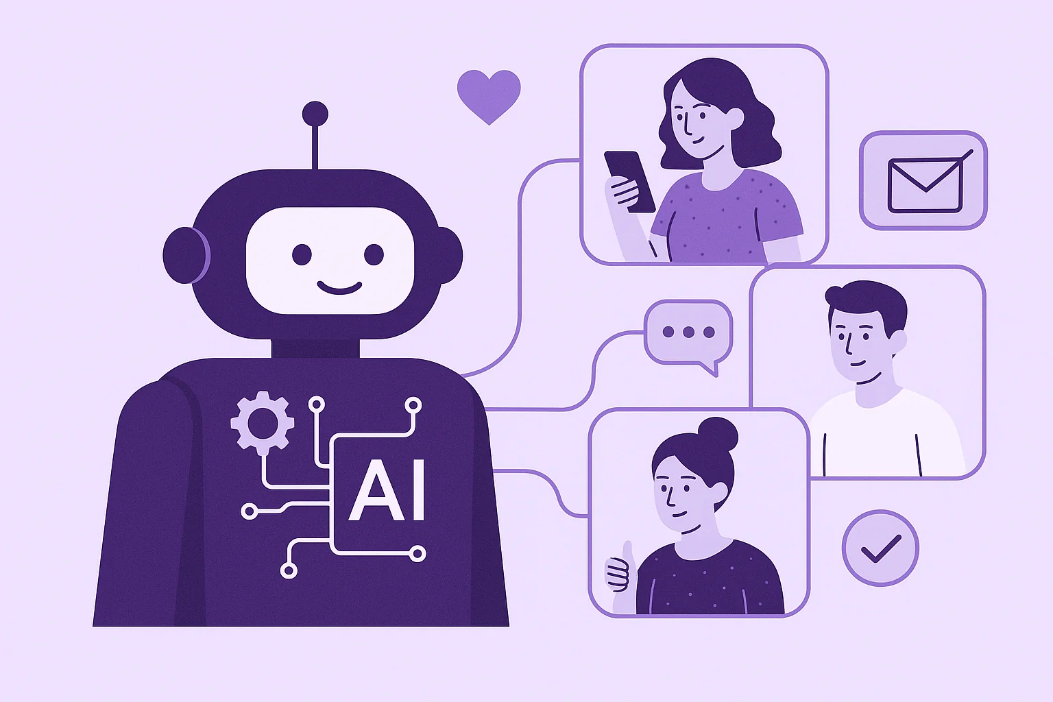 Outreach graphic showing AI bot connecting with influencers